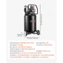 VEVOR 50L Air Compressor, 1.5 kW 113L/min at 6.2 Bar, Max 8 Bar Pressure Oil-Free Air Compressor Tank, Portable on Wheels for Au