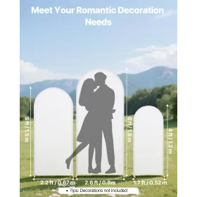 VEVOR Arch Backdrop Stand, Set of 3, 1.8/1.5/1.2 m, Stable Structure, Easy Assembly, Gold Metal Arch Backdrop Stand with Cover, 