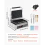 VEVOR Commercial Panini Grill, 2200W Electric Sandwich Panini Maker, Stainless Steel Sandwichs Press Grill with Handle and Temp 