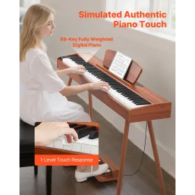 VEVOR Weighted Digital Piano, 88 Keys Fully Weighted, Electric Piano Keyboard with Sheet Music Stand, Triple Pedal, Power Adapte