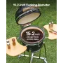 Charcoal Smoker and Grill, 450mm Kamado Charcoal BBQ Smoker, Movable Ceramic Barbecue Grill with 4 Wheels (2 Lockable), Built-in