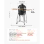 Charcoal Smoker and Grill, 450 mm Kamado Charcoal BBQ Smoker
