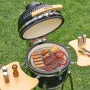 VEVOR Charcoal Smoker and Grill, 450mm Kamado Charcoal BBQ Smoker, Movable Ceramic Barbecue Grill with 4 Wheels (2 Lockable), Bu