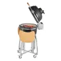 Charcoal Smoker and Grill, 450mm Kamado Charcoal BBQ Smoker, Movable Ceramic Barbecue Grill with 4 Wheels (2 Lockable), Built-in