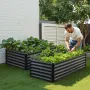 Metal Raised Garden Bed, 1.8 x 0.9 x 0.4 m Outdoor Galvanized Planter Garden Box, Open Bottom Design, Large Planter Raised Bed f