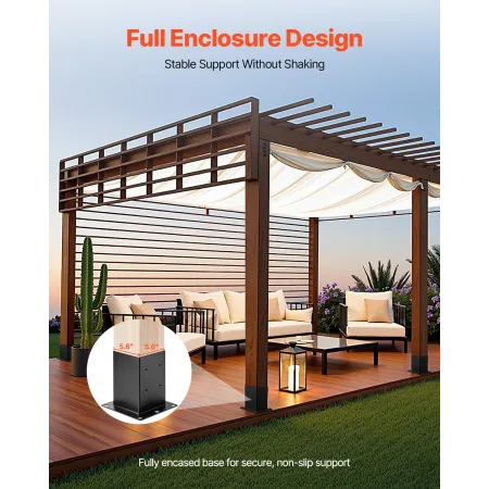 6x6 Post Base 4 Pcs, Inner Size 5.6x5.6 inch / 142x142 mm Post Brackets, Heavy Duty Carbon Steel Decking Posts, Wood Posts Brack
