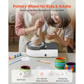 VEVOR Mini Pottery Wheel, 158 mm Turntable, Forward and Reverse Rotation, Adjustable Speed, Electric Clay Wheel for Kids and Adu