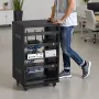 16U AV Rack, 90.7 kg Max Load Capacity, Home Recording Studio Rack with Lockable Caster Wheels, Open Frame Server Cabinet, Speci