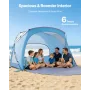 VEVOR Beach Tent Sun Shelter for 6 Person, UPF 50+ Protection, Portable Sun Shade Canopy with Carrying Bag & Sand Pockets, Light