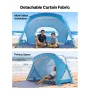 VEVOR Beach Tent Sun Shelter for 6 Person, UPF 50+ Protection, Portable Sun Shade Canopy with Carrying Bag & Sand Pockets, Light