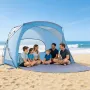 VEVOR Beach Tent Sun Shelter for 6 Person, UPF 50+ Protection, Portable Sun Shade Canopy with Carrying Bag & Sand Pockets, Light