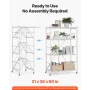 4-Tier Foldable Storage Shelf, 36W x 21D x 60 H Inch Folding Metal Rack Shelving Unit, No Assembly Organizer Shelf with 5 Wheels