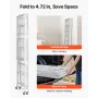 4-Tier Foldable Storage Shelf, 36W x 21D x 60 H Inch Folding Metal Rack Shelving Unit, No Assembly Organizer Shelf with 5 Wheels