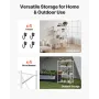 4-Tier Foldable Storage Shelf, 36W x 21D x 60 H Inch Folding Metal Rack Shelving Unit, No Assembly Organizer Shelf with 5 Wheels