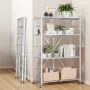 4-Tier Foldable Storage Shelf, 36W x 21D x 60 H Inch Folding Metal Rack Shelving Unit, No Assembly Organizer Shelf with 5 Wheels