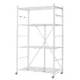4-Tier Foldable Storage Shelf, 36W x 21D x 60 H Inch Folding Metal Rack Shelving Unit, No Assembly Organizer Shelf with 5 Wheels