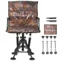 Hunting Chair, 360° Silent Swivel, Foldable Portable Blind Chair, Heavy-Duty Steel Frame Ground Stool Seat, with Armrests, Cover