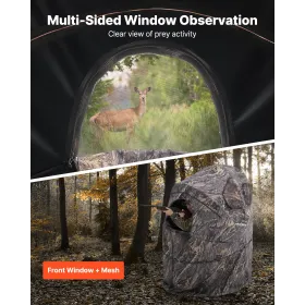 VEVOR Hunting Blind, Single Person Ground Blinds with Carrying Bag, Portable Camouflage Tent, Reinforced Durable Concealed Shelt