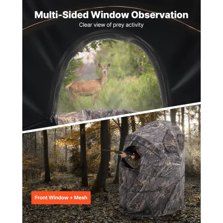 Hunting Blind, Single Person Ground Blinds with Carrying Bag, Portable Camouflage Tent, Reinforced Durable Concealed Shelter wit