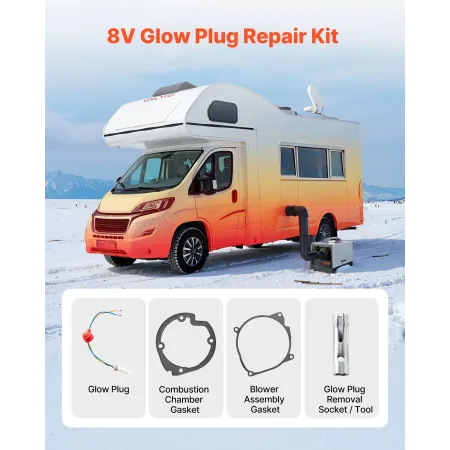 8V Glow Plug Repair Kit, Parking Diesel Heater Glow Ignition Plug Kit with Atomization Mesh, Compatible with 2KW 5KW 8KW Diesel 