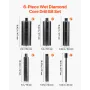 Core Drill Bit, 6 Pieces, 25.4 / 50.8 / 76.2 / 101.6 / 127.0 / 152.4 mm Diameter, 356 mm Drilling Depth, 1-1/4 in-7 Internal Thr