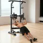 VEVOR Pull Up Bar, 150kg Power Tower Dip Station, Workout Dip Station with H-Shaped Stable Base & Back Pad, Adjustable 12 Level 