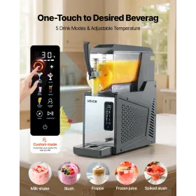 VEVOR Slushie Machine, 4L/135oz No Ice Needed Slushy Machine for Home, Frozen Drink Maker with Single Tank, Margarita Machine wi