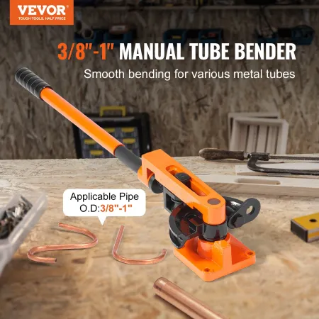 Pipe Tube Bender, 9.5mm to 25.4mm OD Manual Pipe Tube Bender with 7 Bending Dies, 180° Copper Aluminum Pipes Bending Tools for H