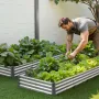 VEVOR metal hævet haveseng, 3,6 x 1,2 x 0,3 m udendørs Galvalume plantekasse havekasse, åben bund design, stor plantekasse hævet