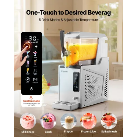 VEVOR Slushie Machine, 3L/100oz No Ice Needed Slushy Machine for Home, Frozen Drink Maker with Single Tank, Margarita Machine wi