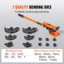 Pipe Tube Bender, 9.5mm to 25.4mm OD Manual Pipe Tube Bender with 7 Bending Dies, 180° Copper Aluminum Pipes Bending Tools for H