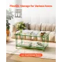VEVOR Acrylic Coffee Table, 2 Tiers Center Table with Storage Shelf, Modern Rectangle Acrylic Coffee Desk, Ideal for Dining Room