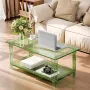 VEVOR Acrylic Coffee Table, 2 Tiers Center Table with Storage Shelf, Modern Rectangle Acrylic Coffee Desk, Ideal for Dining Room