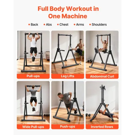 VEVOR Pull Up Bar, 150kg Capacity Portable Pullup Bar Station, Pullup Bars Free Standing with Triangular Structure & Heavy-Duty 