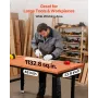 VEVOR Justerbar Arbejdsbænk, 680 kg Kapacitet, 122 x 60 cm Eg Træ Top Arbejdsbænk med 67-102 cm Højdejustering, Heavy-Duty Har
