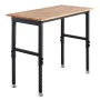 Adjustable Workbench, 680 kg Capacity, 122 x 60 cm Oak Wood Top Workbench with 67-102 cm Height Adjustment, Heavy-Duty Hardwood 