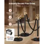 VEVOR Stanchion Post, 4 Pcs Crowd Control Barrier Set with 2 Black Velvet Ropes, Heavy Duty Stainless Steel Stanchion Post Queue