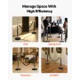 Stanchion Post, 4 Pcs Crowd Control Barrier Set with 2 Black Velvet Ropes, Heavy Duty Stainless Steel Stanchion Post Queue with 