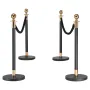 Stanchion Post, 4 Pcs Crowd Control Barrier Set with 2 Black Velvet Ropes, Heavy Duty Stainless Steel Stanchion Post Queue with 