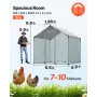 VEVOR Metal Chicken Coop, 6.56x6.56x6.56ft Large Walk-in Chicken Runs with Cover, Spire Roof Hen House Enclosure with Security L