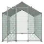 Metal Chicken Coop, 6.56x6.56x6.56ft Large Walk-in Chicken Runs with Cover, Spire Roof Hen House Enclosure with Security Lock, O