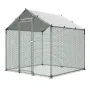 Metal Chicken Coop, 6.56x6.56x6.56ft Large Walk-in Chicken Runs with Cover, Spire Roof Hen House Enclosure with Security Lock, O