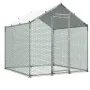 Metal Chicken Coop, 6.56x6.56x6.56ft Large Walk-in Chicken Runs with Cover, Spire Roof Hen House Enclosure with Security Lock, O