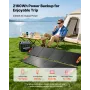 VEVOR bærbar kraftstation, 2400W bærbar solgenerator med 2 STK * 200W foldbare solpaneler, 2160Wh udvidelig LiFePO4 B