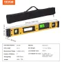 Magnetic Torpedo Level, 600mm, LED Backlit Screen Mechanical Bubble Vials Ruler for 0-360 Degree, Gravity Sensor Aluminum Alloy 