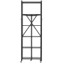6-Tier Foldable Storage Shelf, 24W x 12D x 72H Inch Folding Metal Rack Shelving Unit, No Assembly Organizer Shelf with 5 Wheels 