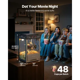 VEVOR popcornmaskine, 0,2 kg kedel i rustfrit stål, 800 W kommerciel popcornmaskine til bordplade, 48 kopper pr. batch Theater