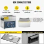 6L Ultrasonic Cleaner Dual Frequency Ultrasonic Cleaning Machine with Heater Jewelry Cleaner for Parts Jewelry Eyeglass Ring Den