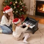 Kids Piano Keyboard, 25 Keys Wooden Digital Piano for Kids, Mini Music Educational Instrument Toy with Realistic Sound, Dual Pow