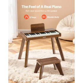VEVOR Kids Piano Keyboard, 37-tangenters digitalt træklaver til børn, Minimusik-pædagogisk instrumentlegetøjssæt med realistisk